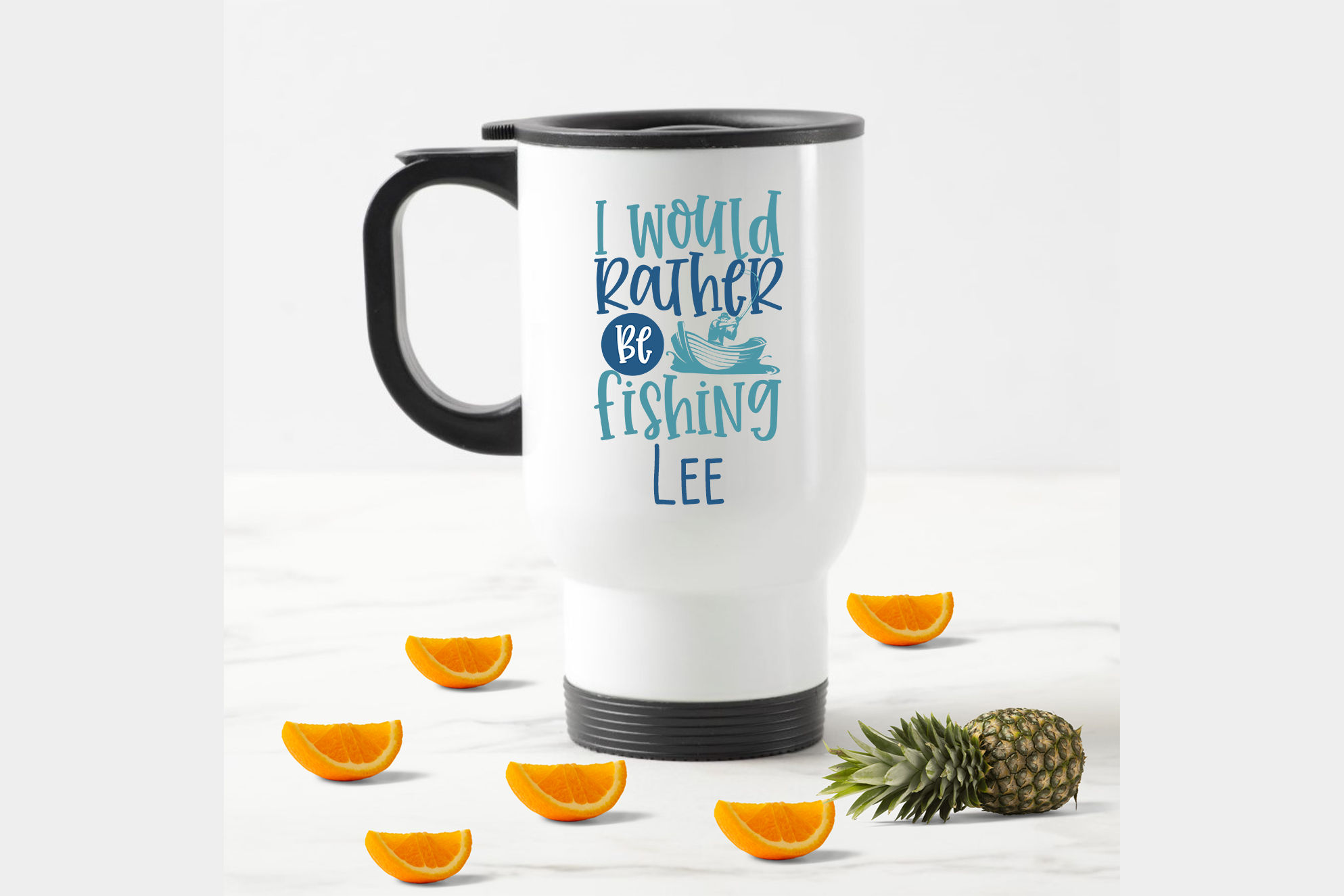 Personalised Travel Mug - Would Rather Be Fishing Name