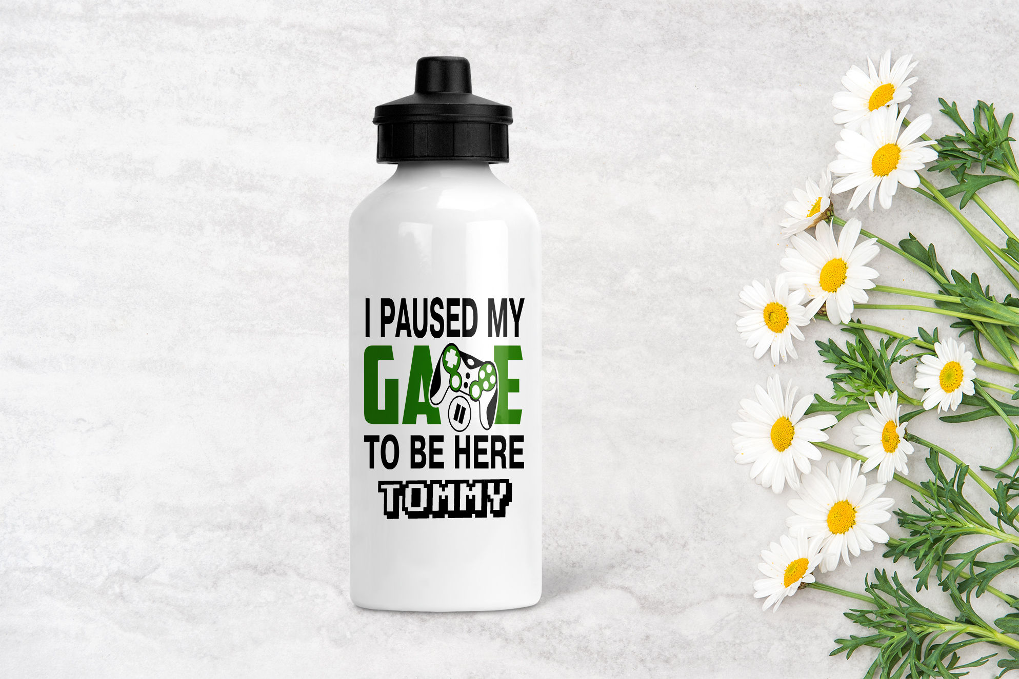 Personalised Water Bottle - Paused My Game To Be Here Name