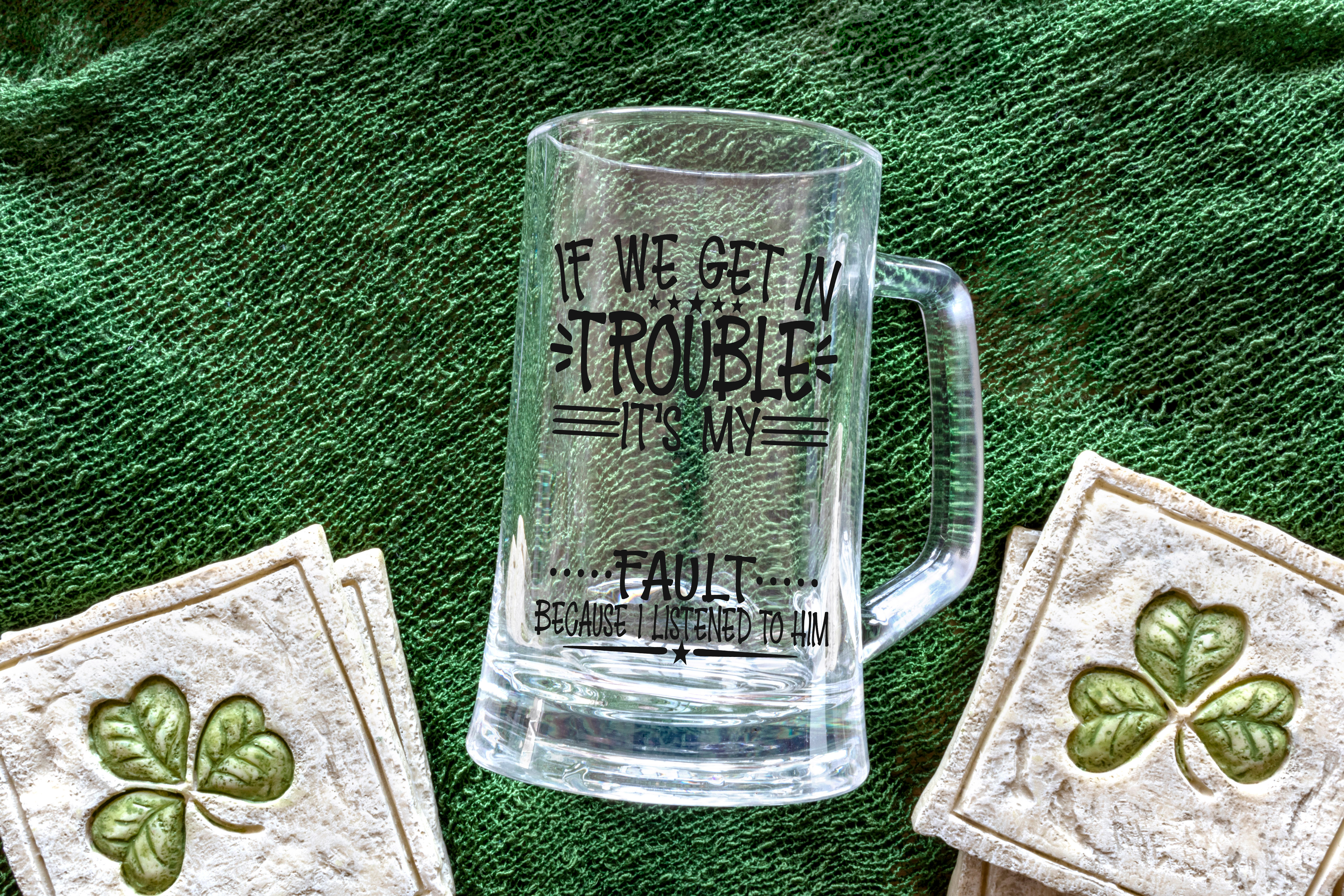 Personalised Beer Stein - If We Get In Trouble It's Pop Pop's Fault