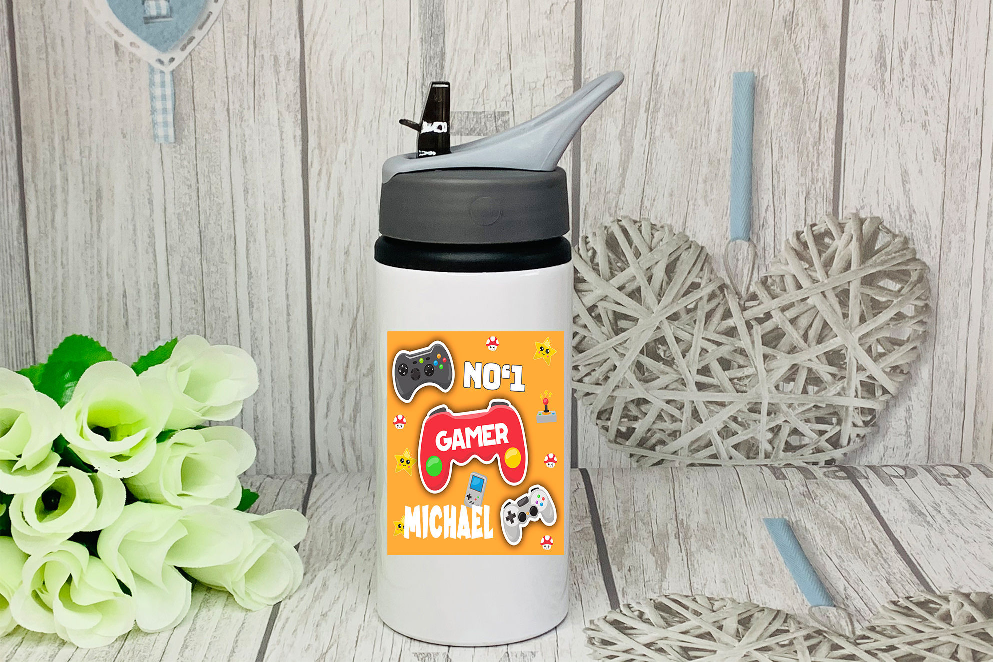 Personalised Flip Top Water Bottle - Number 1 Gamer Name