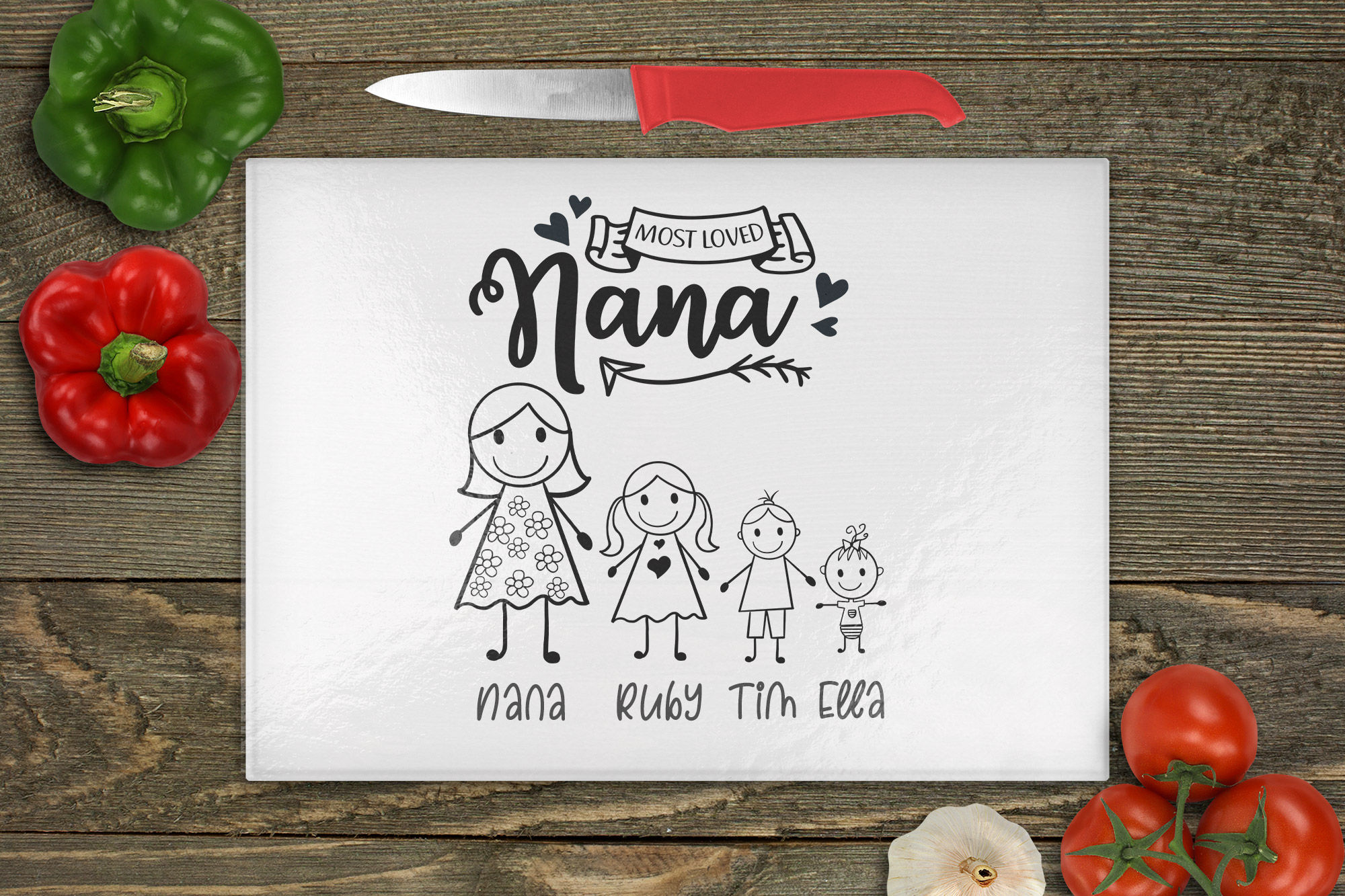 Personalised Chopping Board - Best Nana Ever Stick People