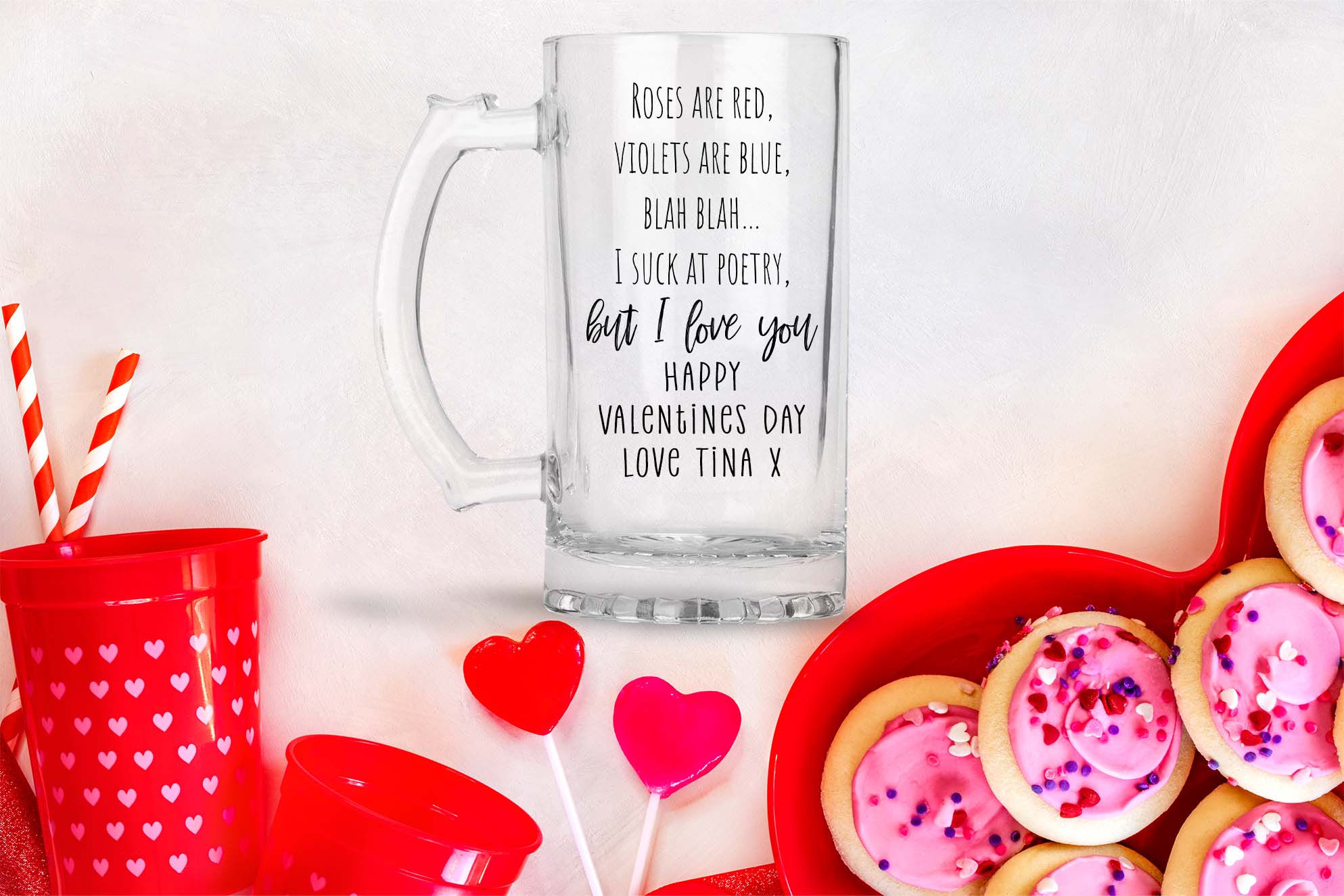Personalised Beer Stein - I Suck At Poetry But Love You