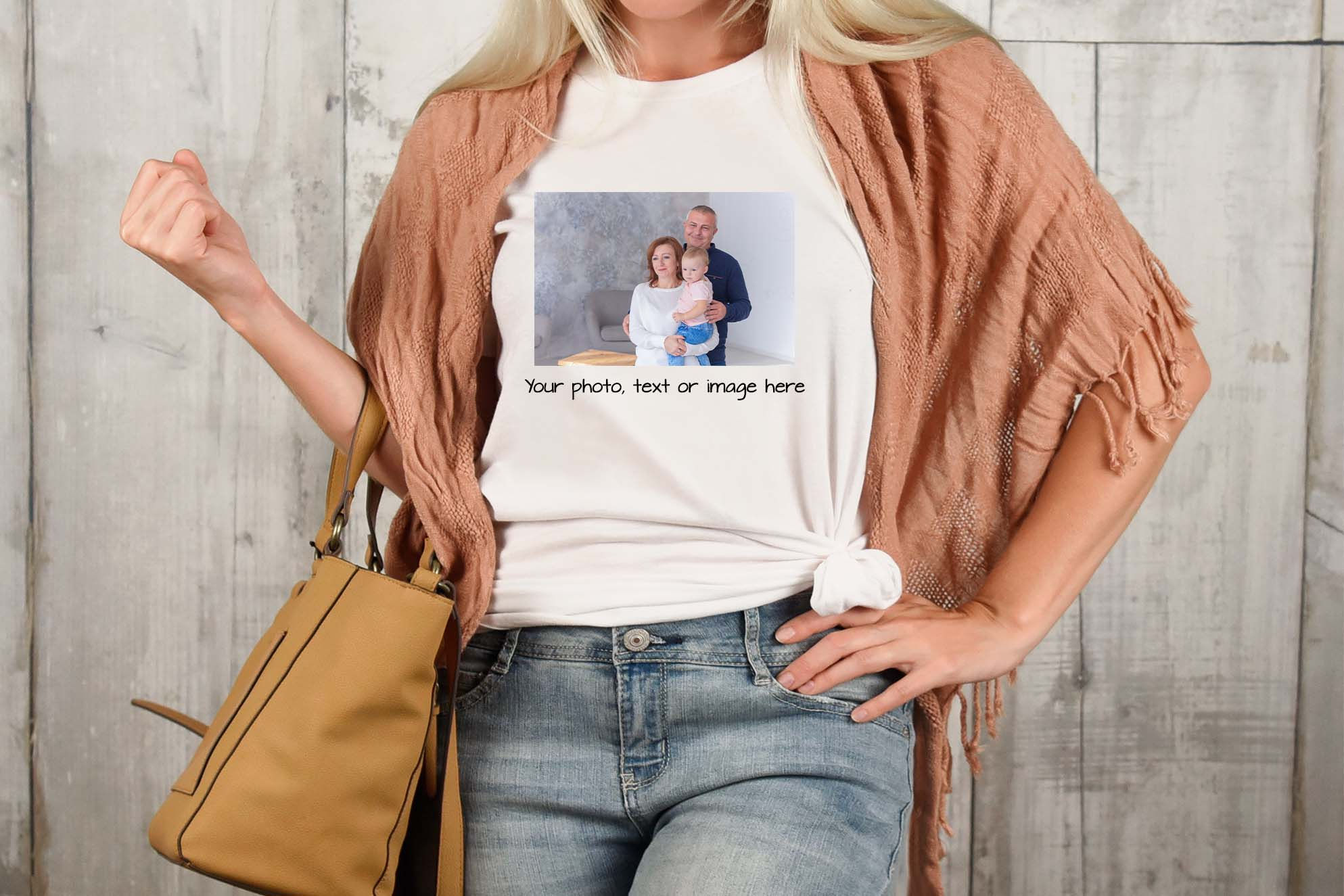 Ladies Personalised T-Shirt - Photo Text Image Upload