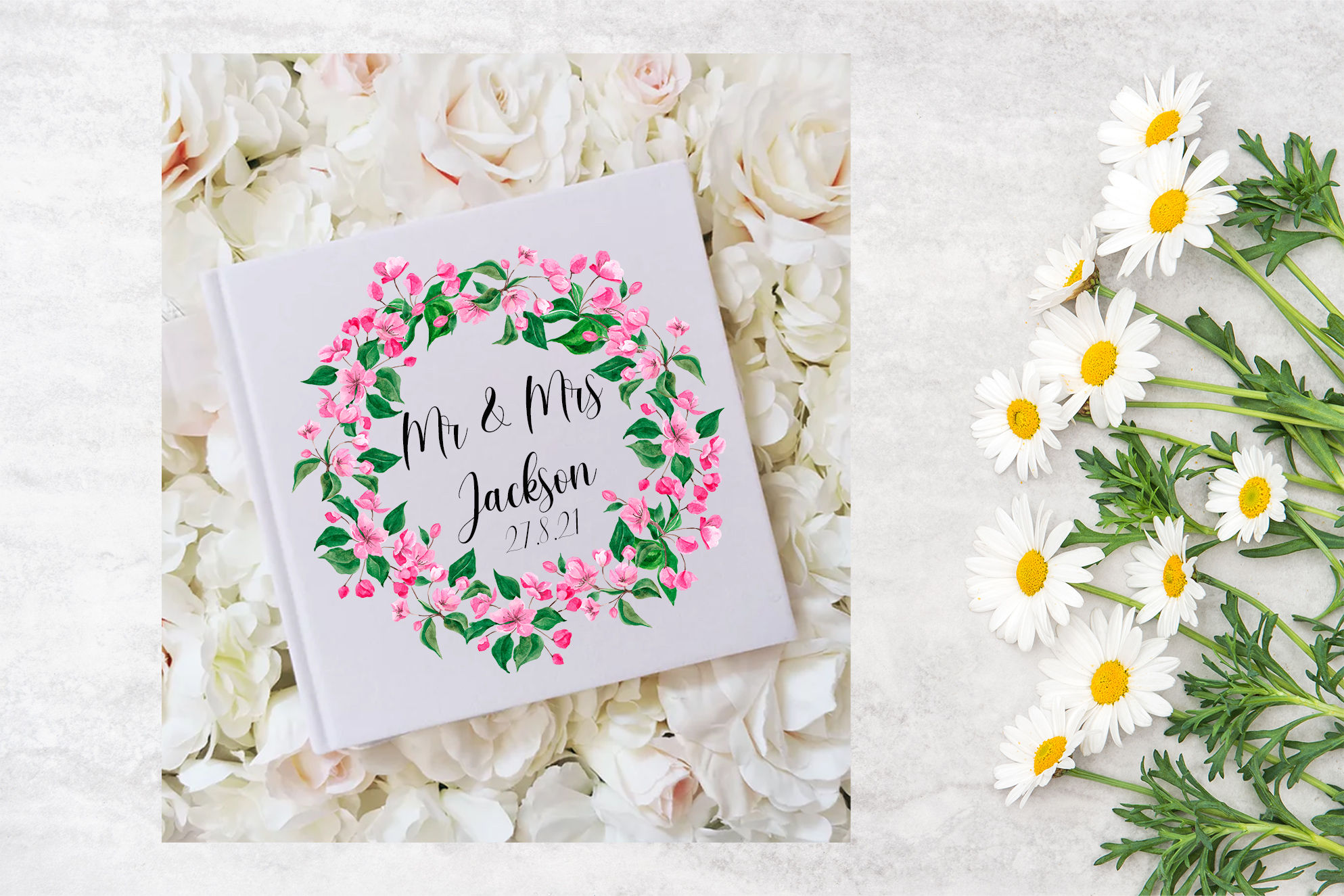 Personalised Wedding Guest Book - Cherry Blossom Floral