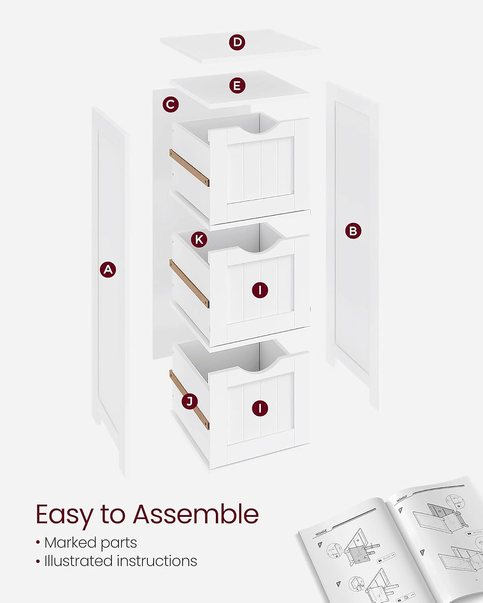 Thumbnail: VASAGLE Slim Bathroom Storage Cabinet, Narrow Bathroom Cabinet, Freestanding Ca