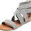 Thumbnail: - Women's Elastic Ankle Strap Low Wedges Sandals 7900 Star Points