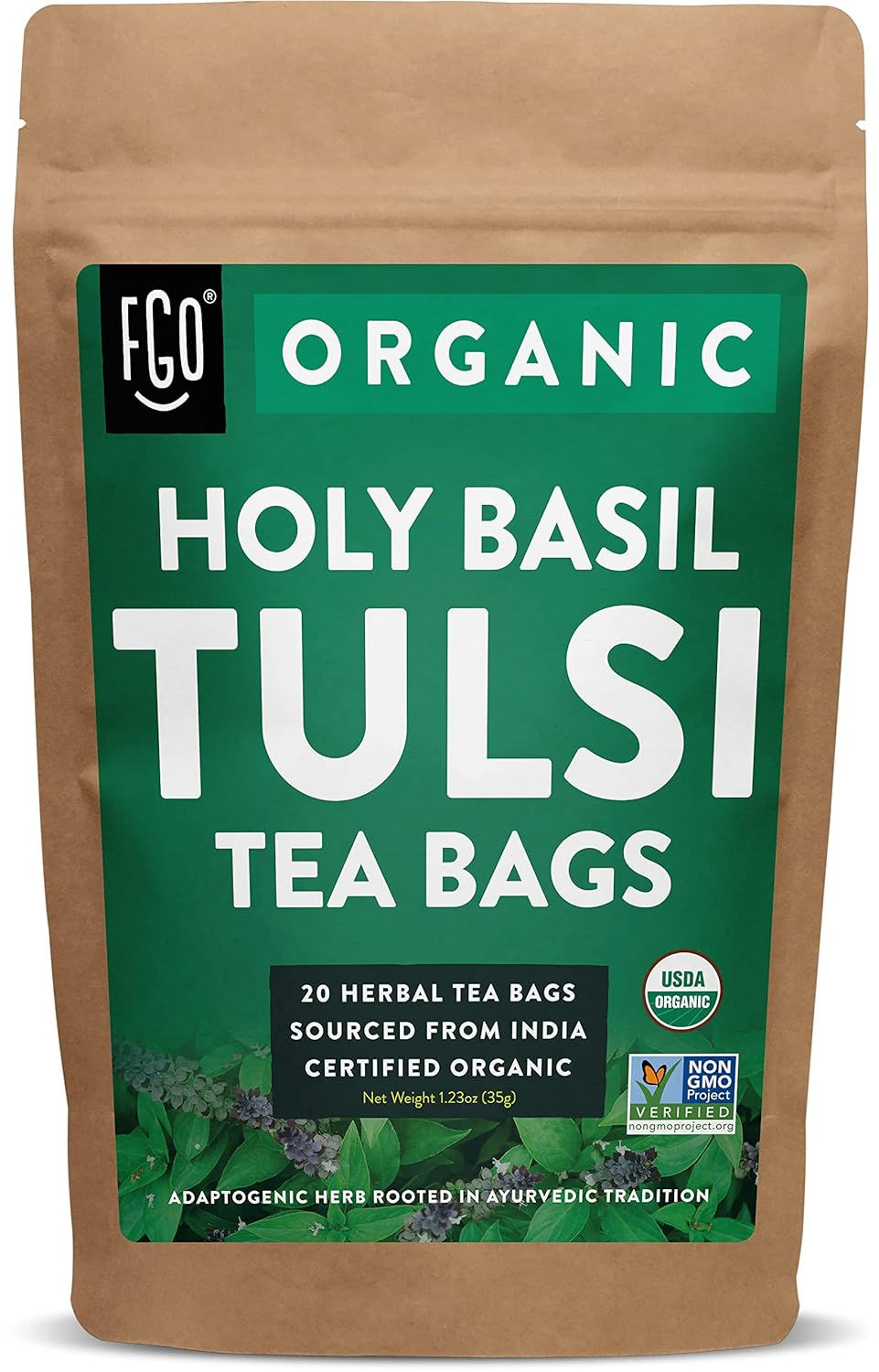 Thumbnail: FGO Organic Green Tea, 100 Count Eco-Conscious Tea Bags, Caffeinated, Resealabl
