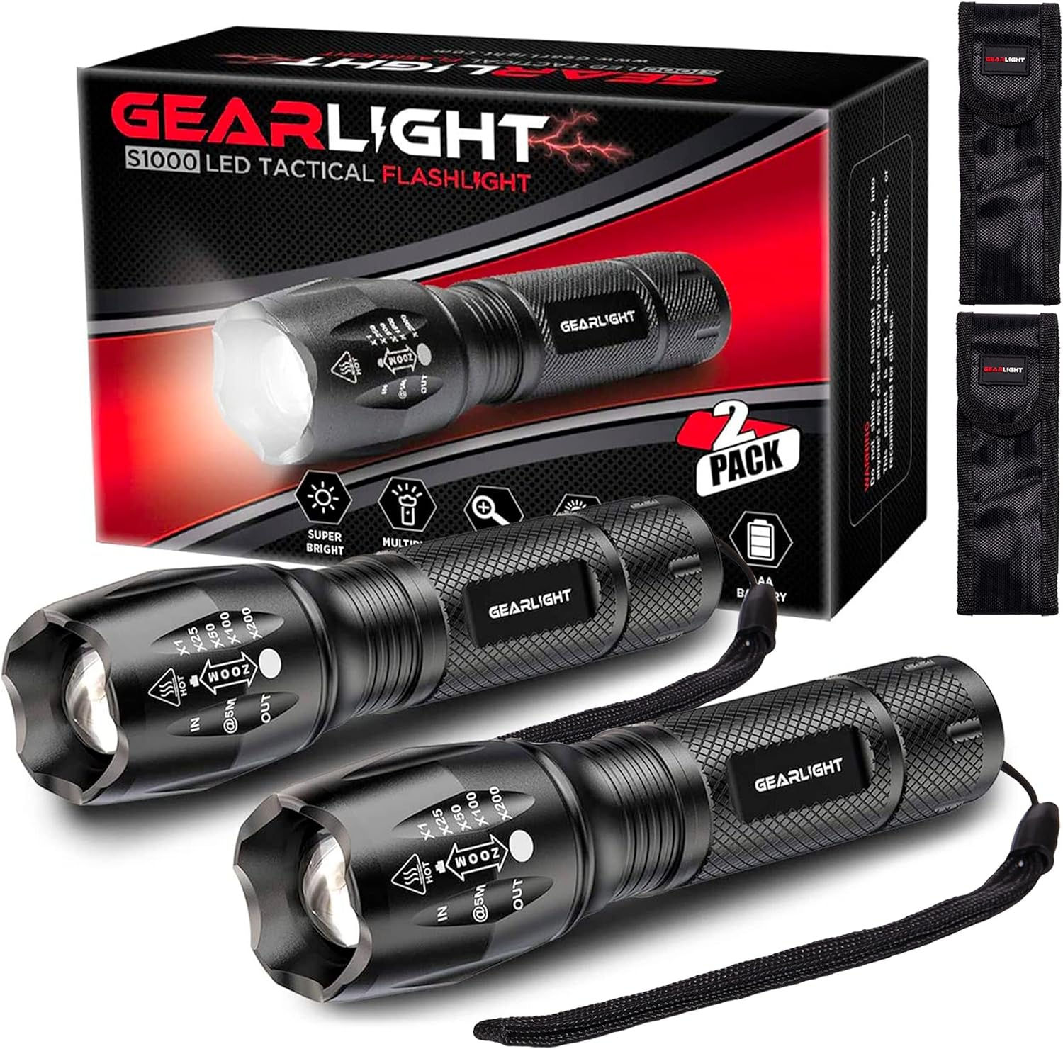 - LED Flashlights - with High Lumens, 5 Modes, 5900 Star Points