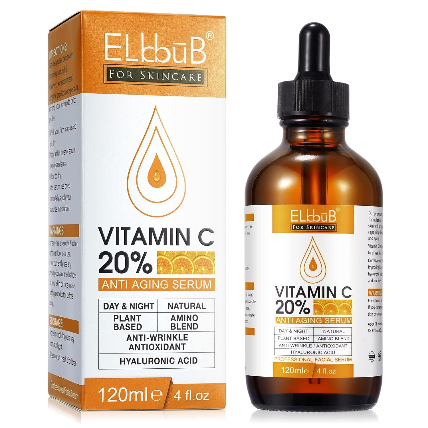 -Premium 20% Vitamin C Serum For Face with Hyaluronic Acid, 2900 Star Points