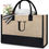 Thumbnail: -TOP Design Embroidery Initial Canvas Tote Bag, 4800 Star Points