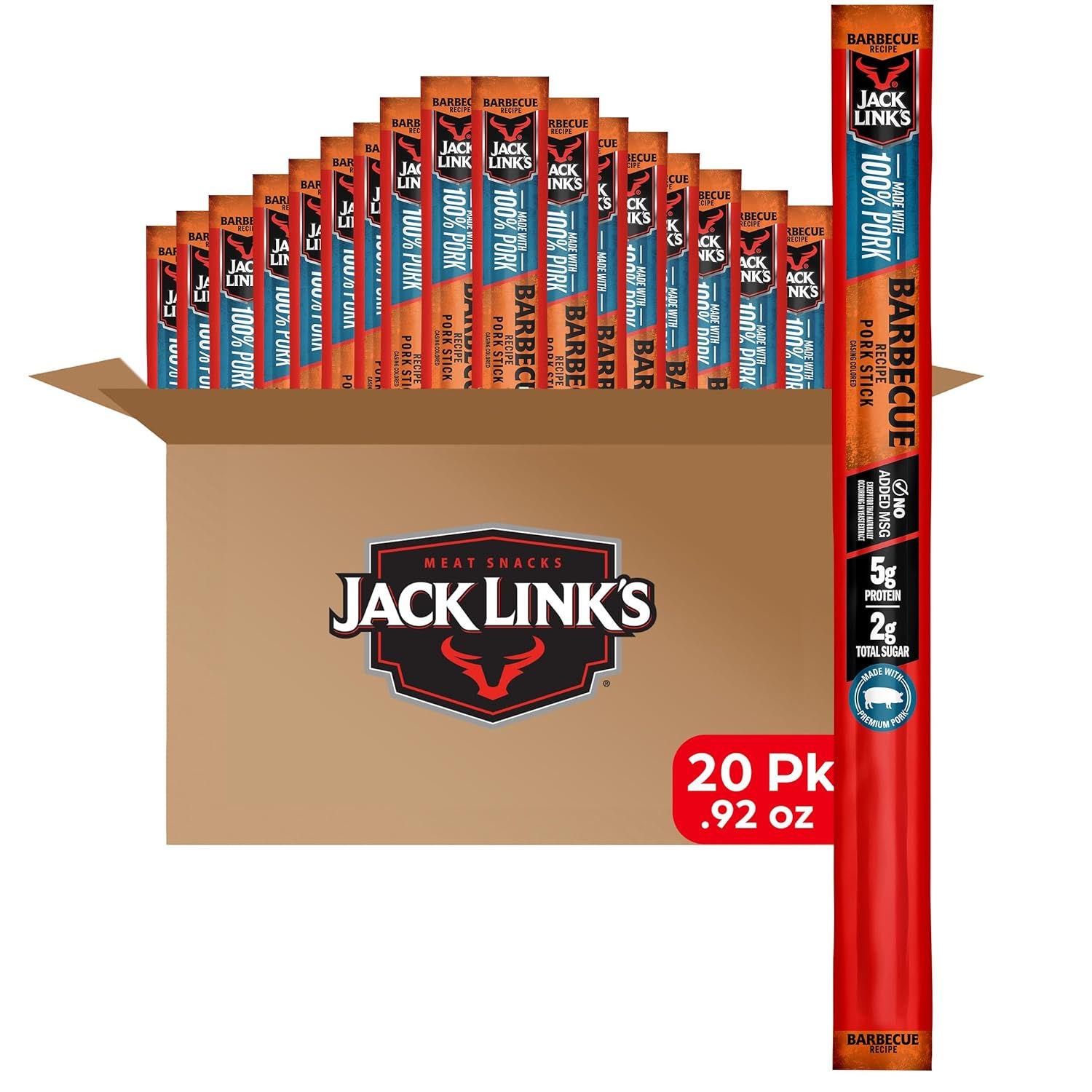 -Jack Link's Beef Sticks, Zero Sugar,– Protein Snack, 5500 Star Points