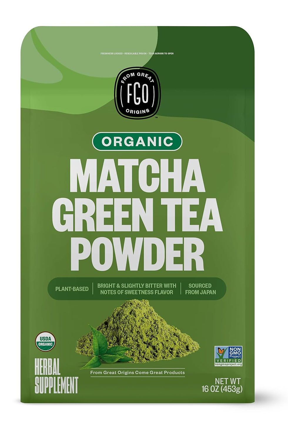 Thumbnail: FGO Organic Green Tea, 100 Count Eco-Conscious Tea Bags, Caffeinated, Resealabl
