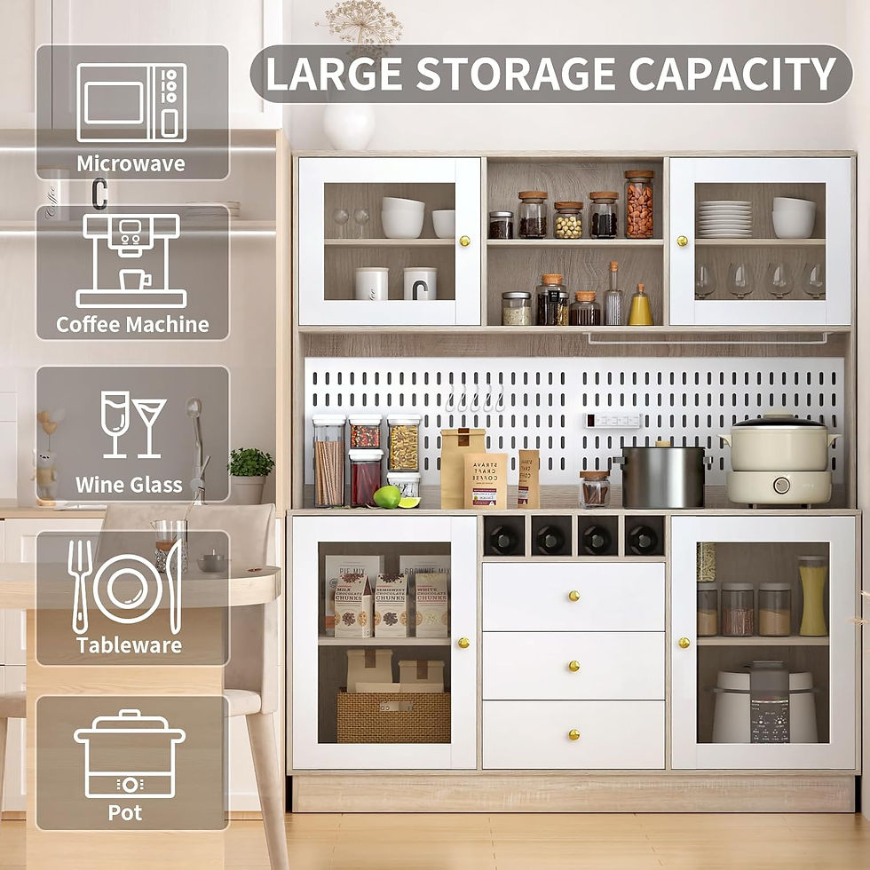 Thumbnail: VOWNER Kitchen Hutch Cabinet, Pantry Cabinet, Freestanding Buffet Hutch with Pe