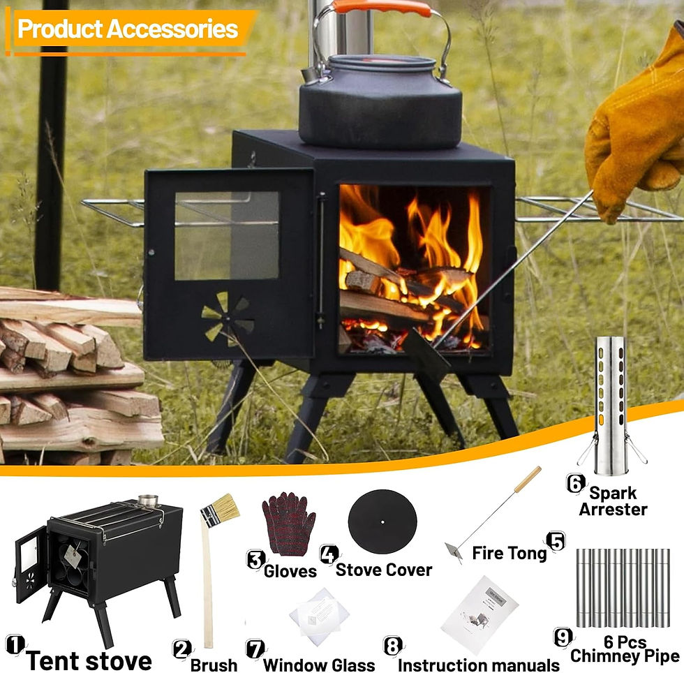 Thumbnail: Hot Tent Stove, AVOFOREST Wood Burning Stove, Portable Wood Stove with 6 Stainl