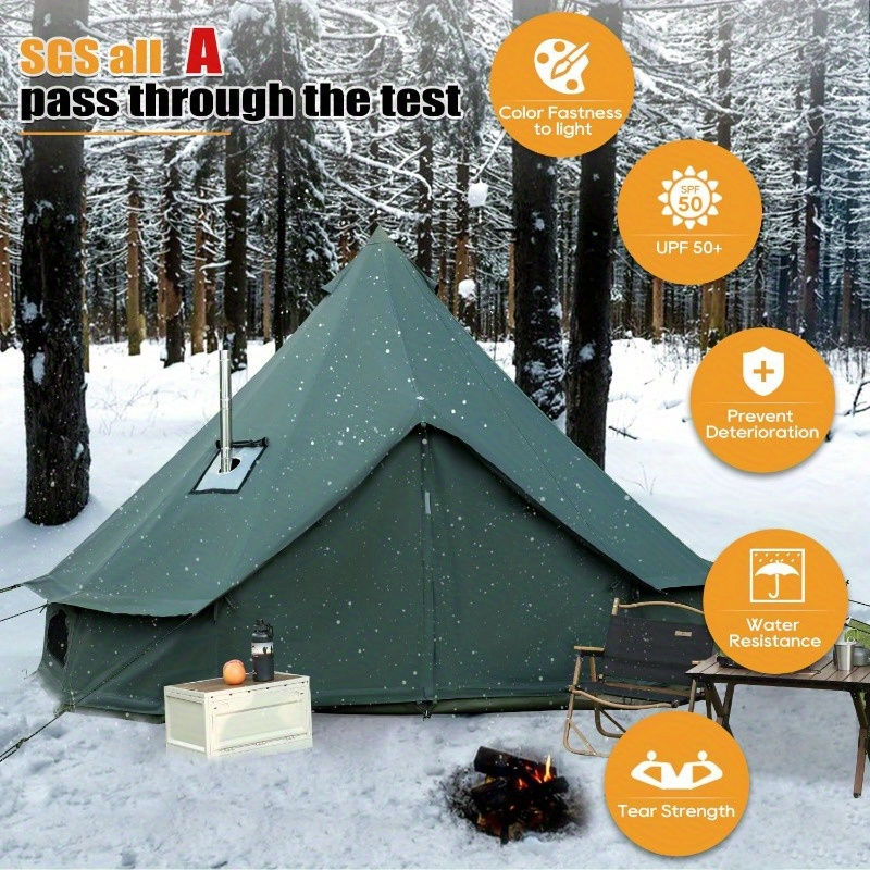 Thumbnail: Bell Tent for Camping, Luxury Cotton Tent, Yurt Canvas Tent with Stove Jack, Ou