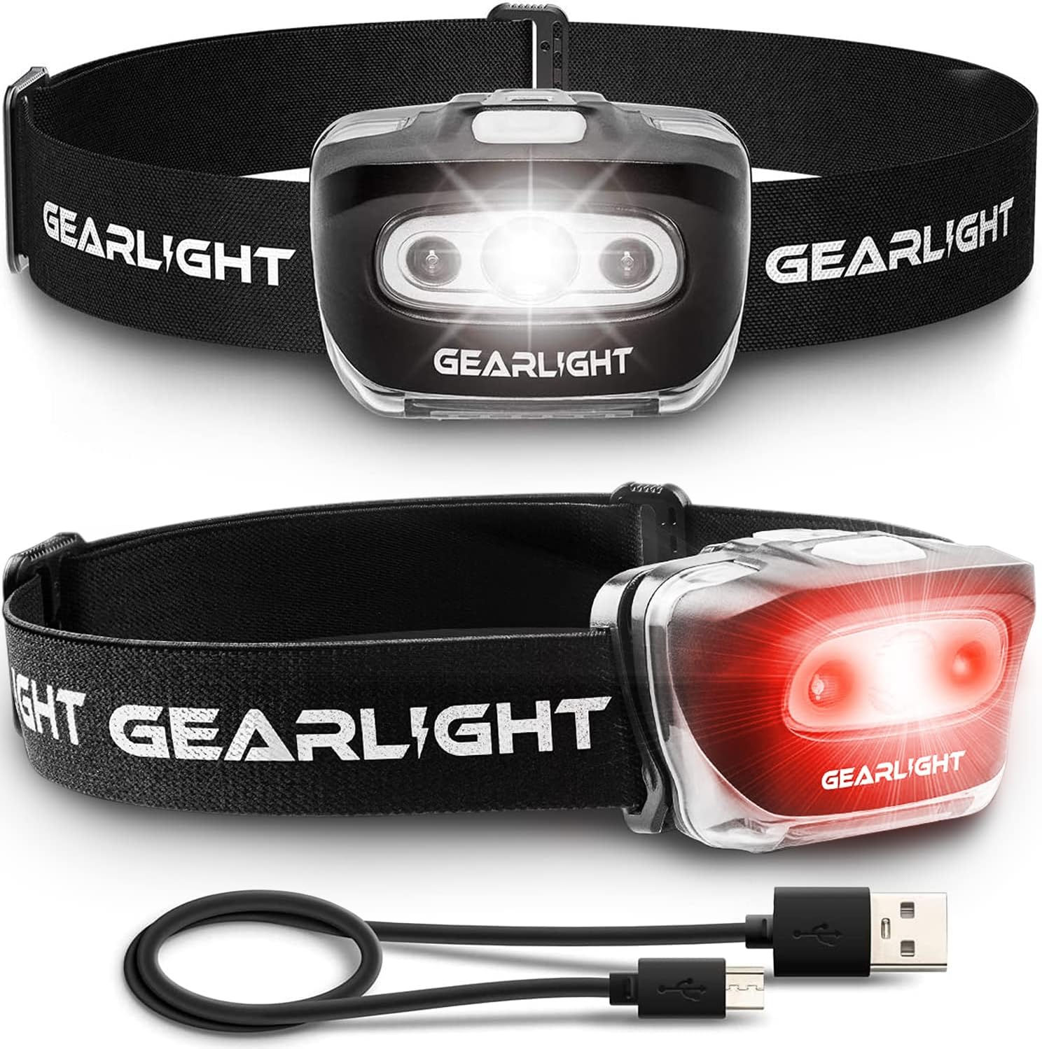 -2Pack LED Headlamp - with Adjustable Headband 5900 Star Points