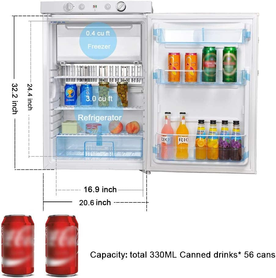 Thumbnail: SMETA Propane Refrigerator with Freezer 13.4 cuft Gas Fridge 110v/LPG Dual Ways