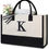 Thumbnail: -TOP Design Embroidery Initial Canvas Tote Bag, 4800 Star Points