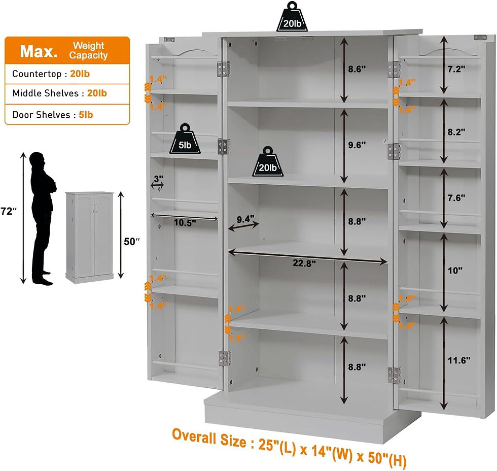 Thumbnail: 41" LED Kitchen Pantry Storage Cabinets - Buffet Coffee Bar Microwave Cabinet w