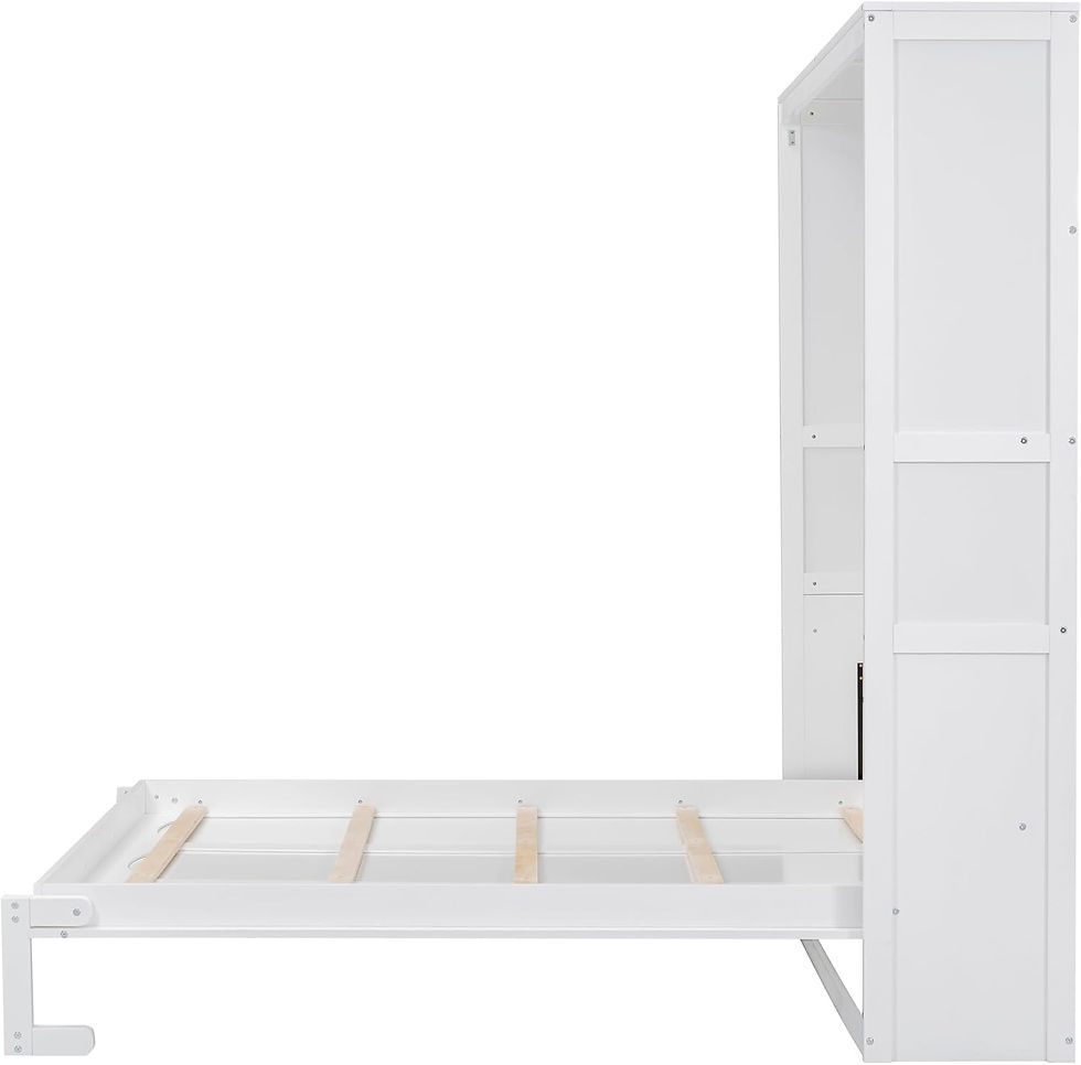 Thumbnail: Harper & Bright Designs Gray Queen Size Murphy Bed with Storage Shelves & LED L