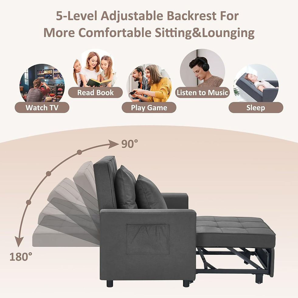 Thumbnail: Polar Aurora Sofa Bed Chair 3-in-1 Convertible, Lounger Sleeper, Single Recline
