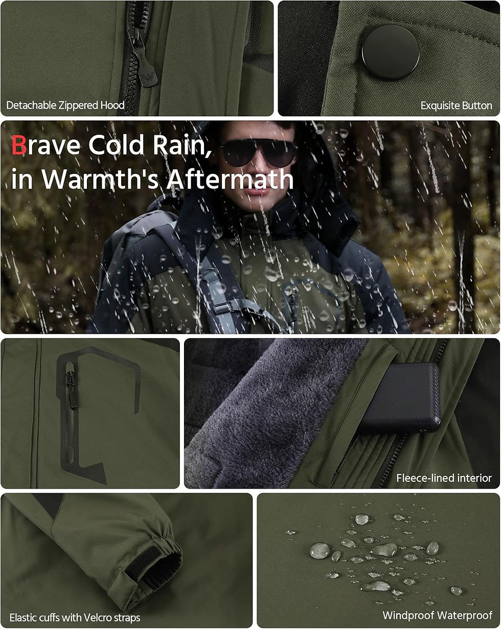 Thumbnail: Wulcea Graphene Heated Jacket for Men Fur Lined with Large Capacity Battery Pack