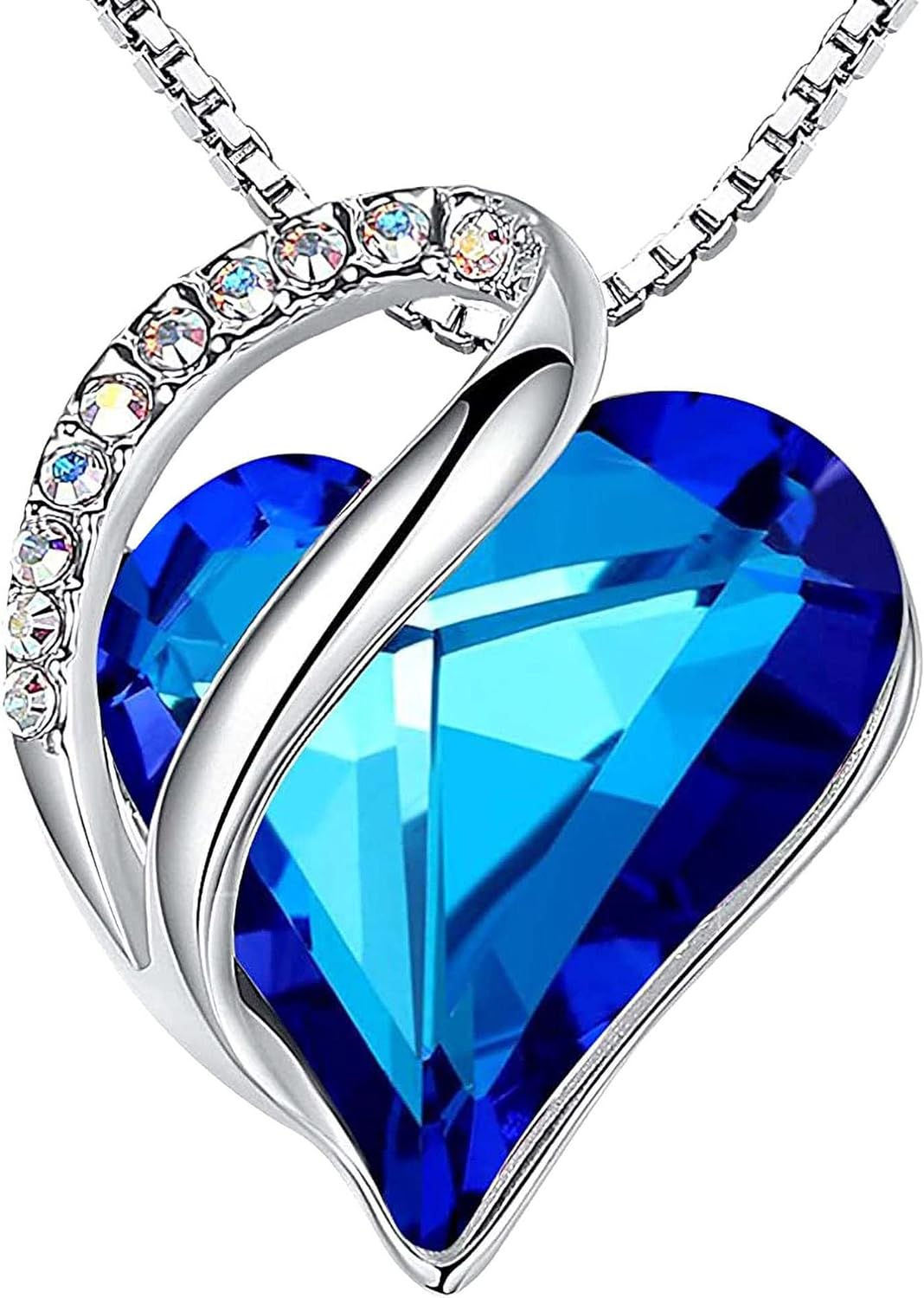 -Necklaces Heart Pendant with Birthstone Crystal 13900 Star Points