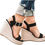 Thumbnail: - Women's Platform Sandals Wedge Ankle Strap Open Toe 13900 Star Points