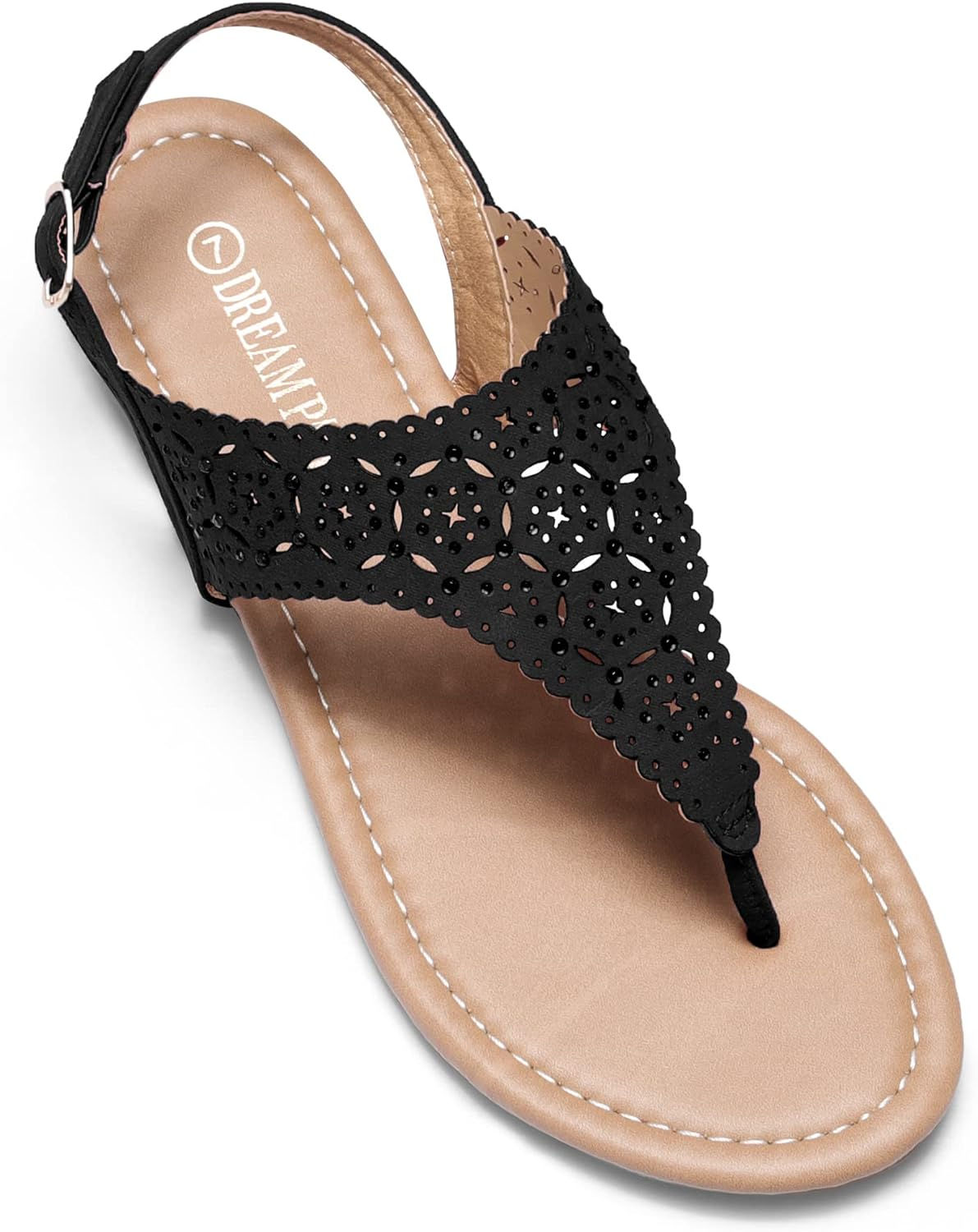 -Women's Rhinestone Casual Wear Cute Flat Sandals 7900 Star Points