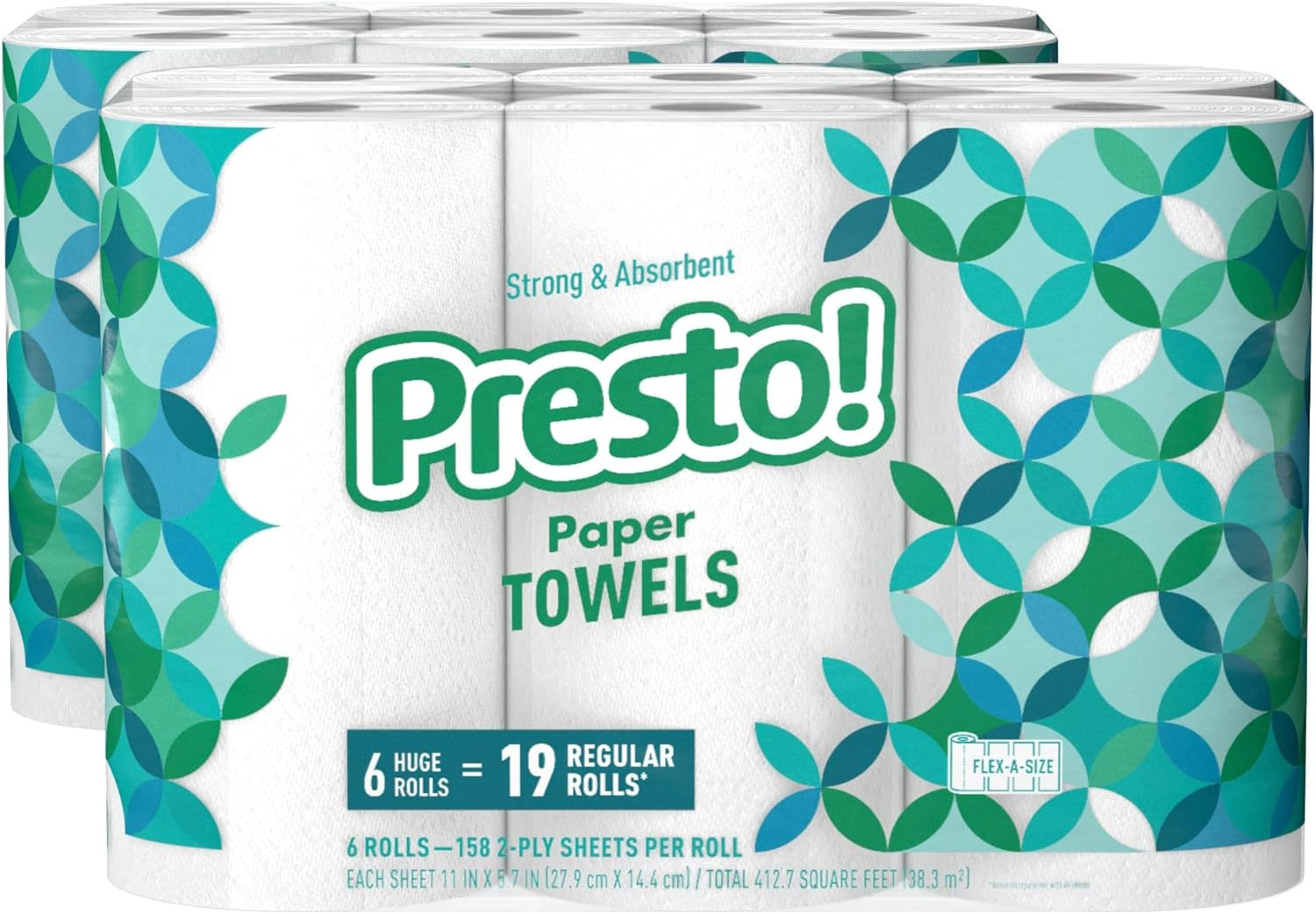 -Amazon Brand - Paper Towels, 158 Sheet Huge Roll, 8900 Star Points