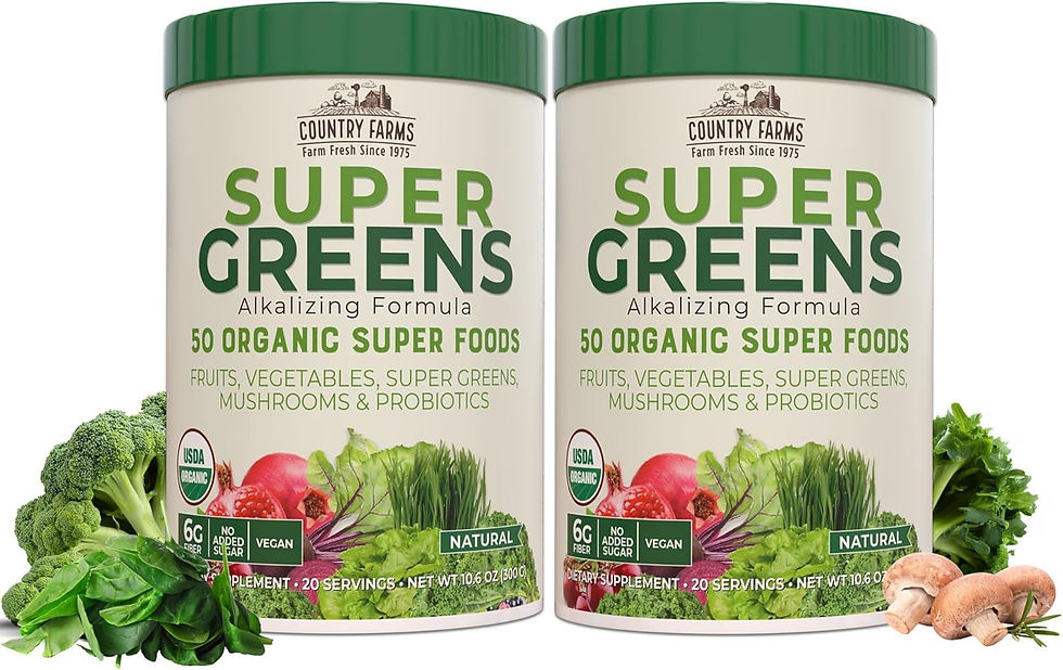 Thumbnail: COUNTRY FARMS Organic Super Greens Apple Banana Flavor, 50 Organic Super Foods,