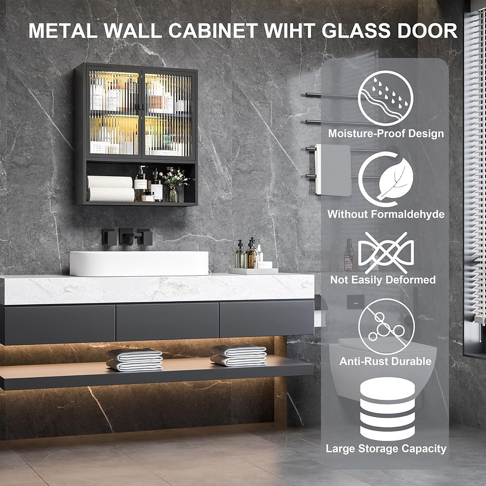 Thumbnail: Bathroom Wall Cabinet,Metal Medicine Cabinet with Glass Doors,Wall Mounted Cabi