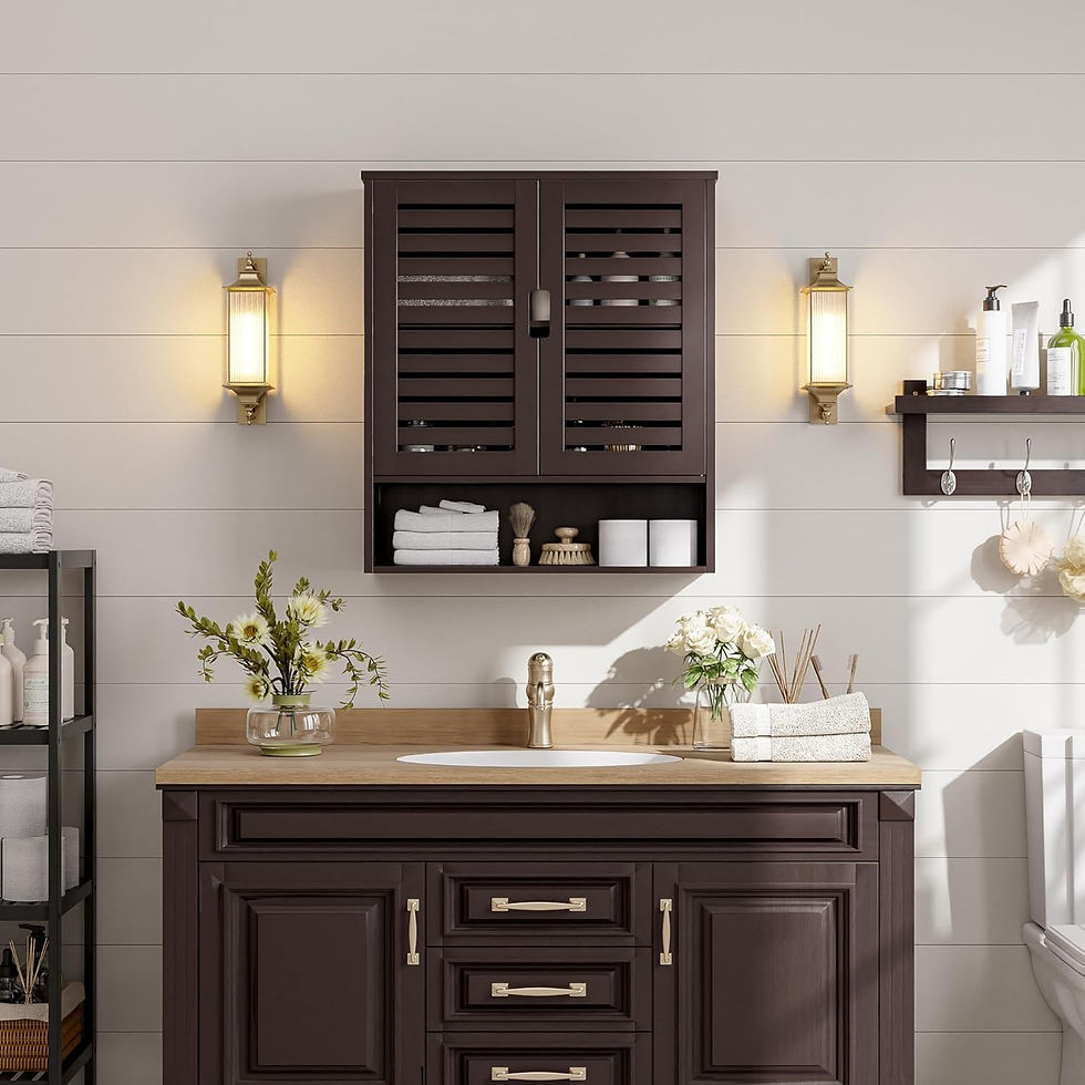 Thumbnail: SMIBUY Bathroom Cabinet Wall Mounted, Bamboo Over-The-Toilet Storage Organizer,