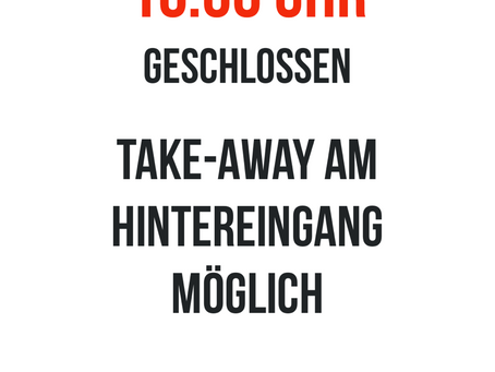 Samstag, 12.02.2022 ab 16:00 Uhr nur Take-Away