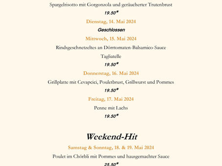Wochenmenü ab 13. Mai 2024