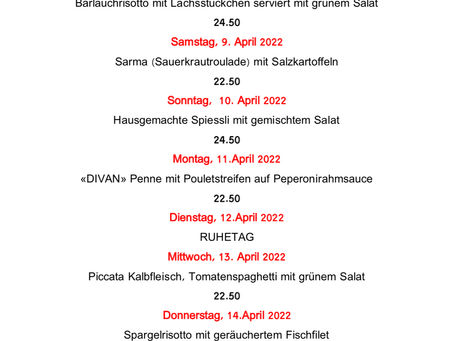Tagesmenü ab 9. April 2022