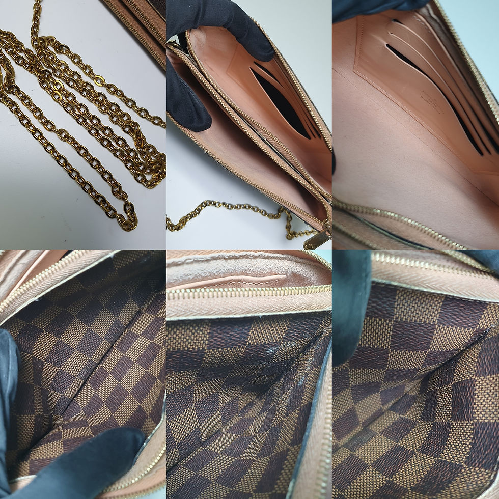 Thumbnail: LOUIS VUITTON Double Zip Pochette Damier Ebene N60254 CLA537