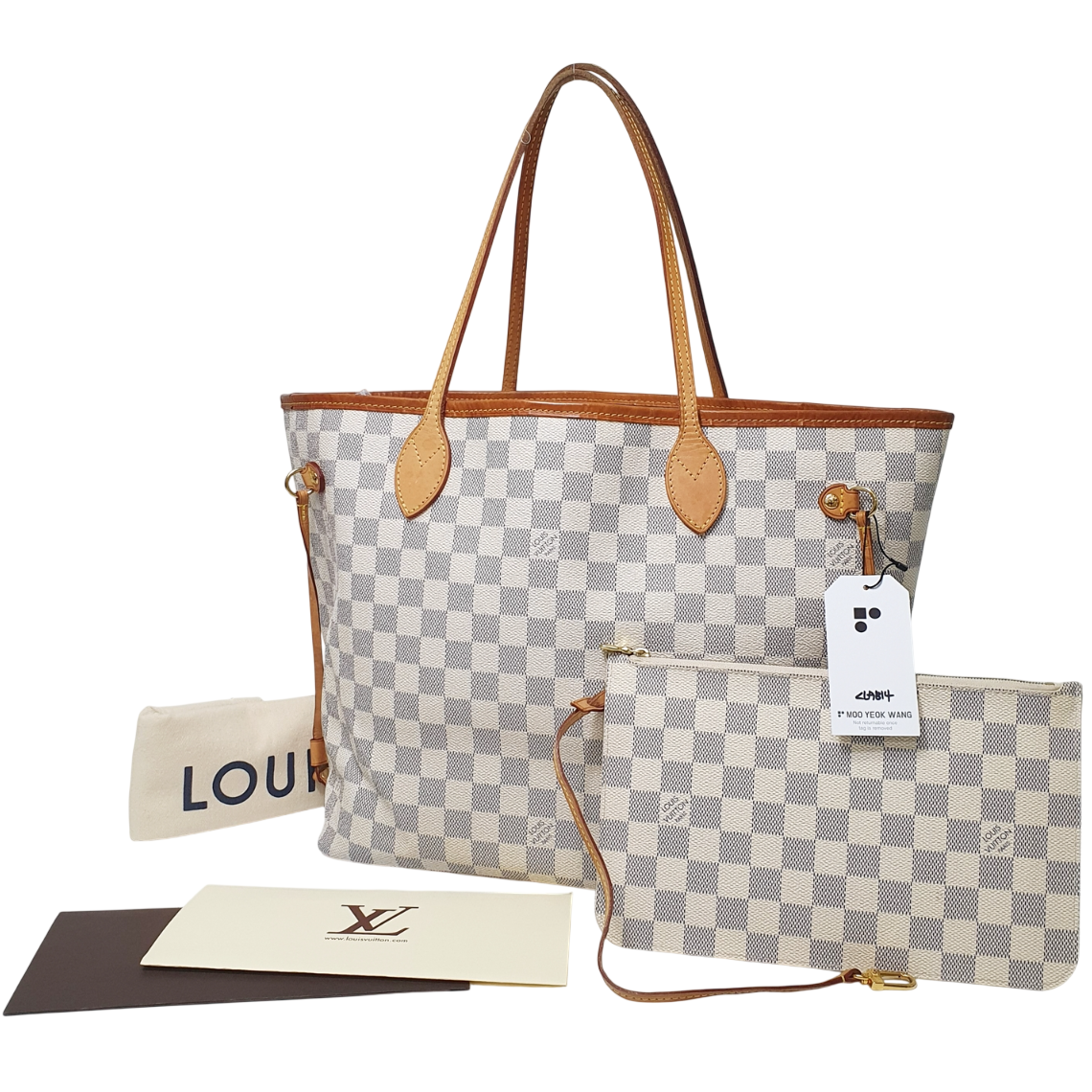 Louis Vuitton Neverfull MM Damieer Azur + Pouch N41361 CLA814