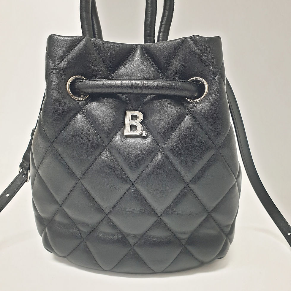 Thumbnail: BALENCIAGA Touch B Bucket Bag Black Quilted Calfskin Leather BA004