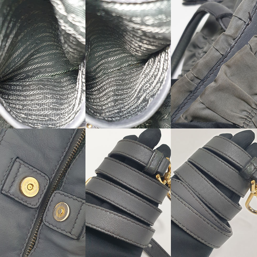 Thumbnail: PRADA BN1788 Gather 2WAY Bag Hand Bag Shoulder Bag Tote Bag PA013