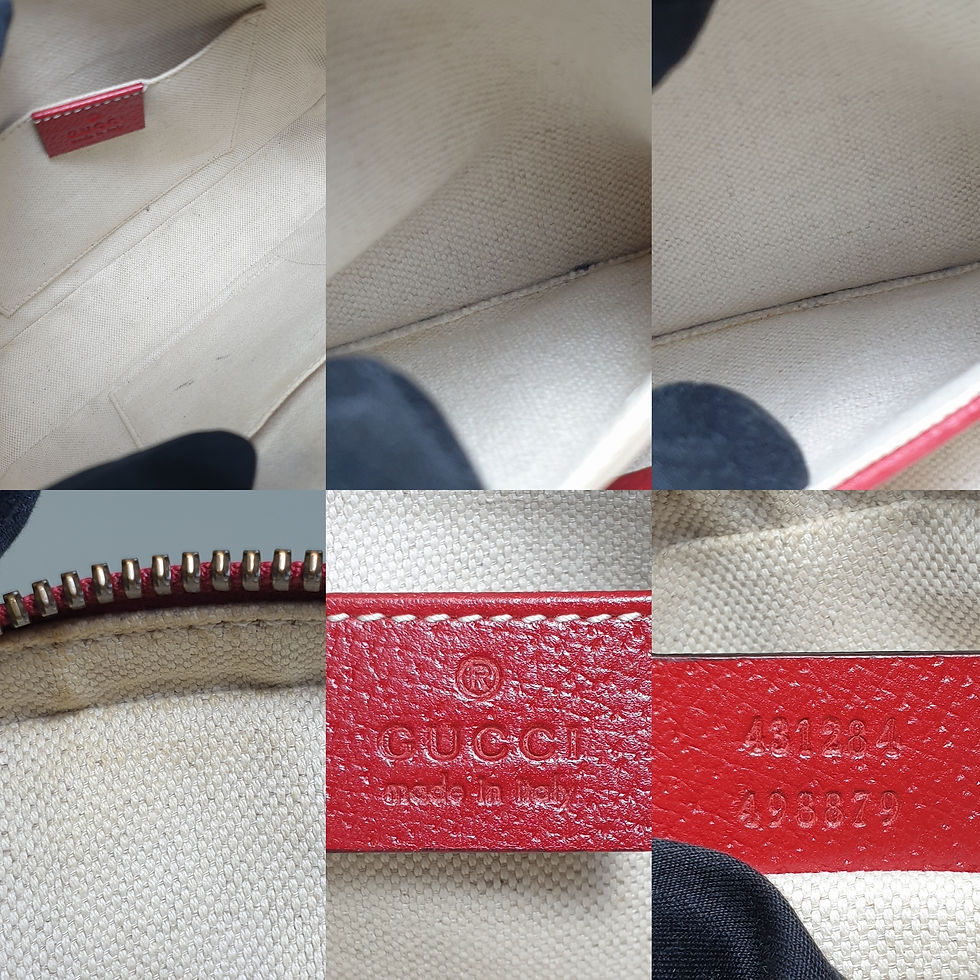 Thumbnail: GUCCI Sherry Line Shoulder Bag Leather Gold Red Navy 431284 GA210