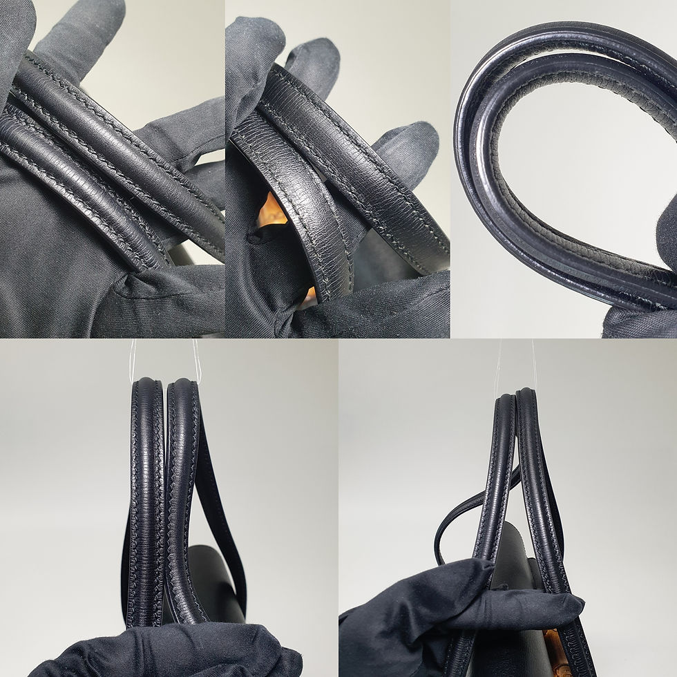 Thumbnail: GUCCI Bamboo Handbag 338989 Black Leather Ladies GA264