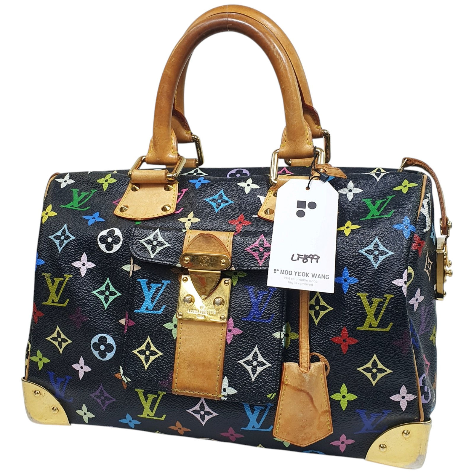 Louis Vuitton Speedy 30 Noir M92642 Initial Engraving LF899