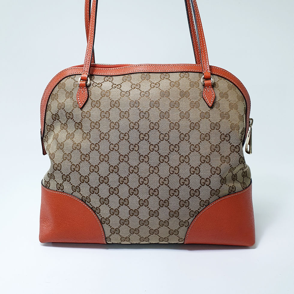 Thumbnail: GUCCI 323673 Leather Canvas Tote Bag Shoulder Handbag GA272
