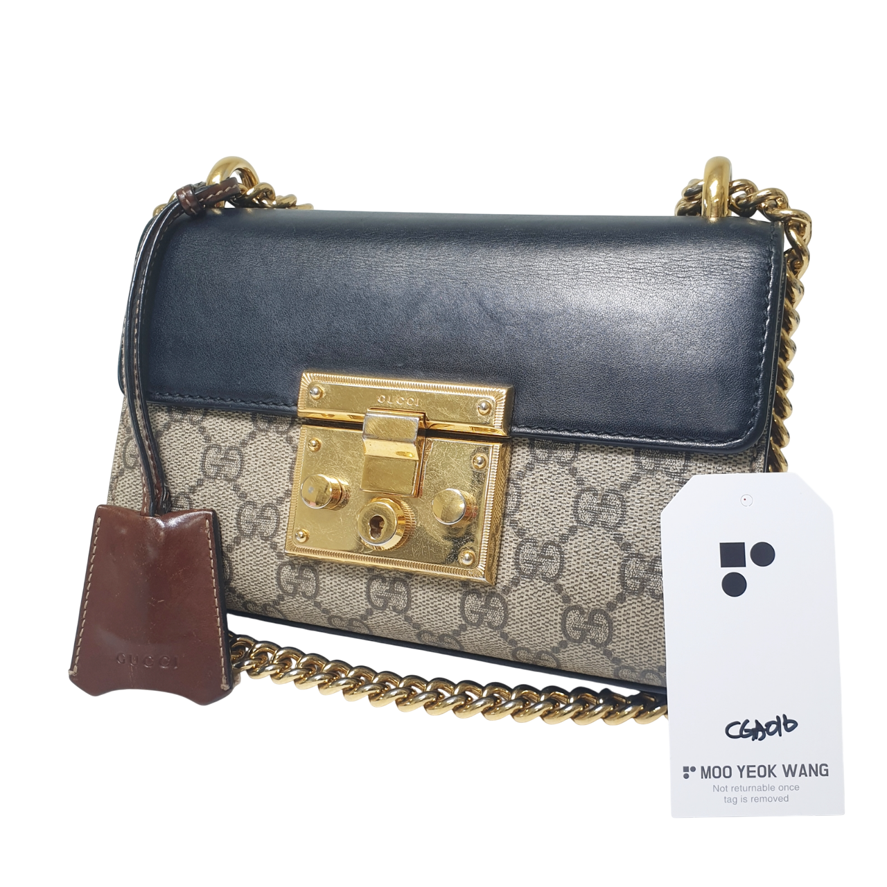 GUCCI GG Supreme Padlock Small Chain Shoulder Bag 409487 CGA016