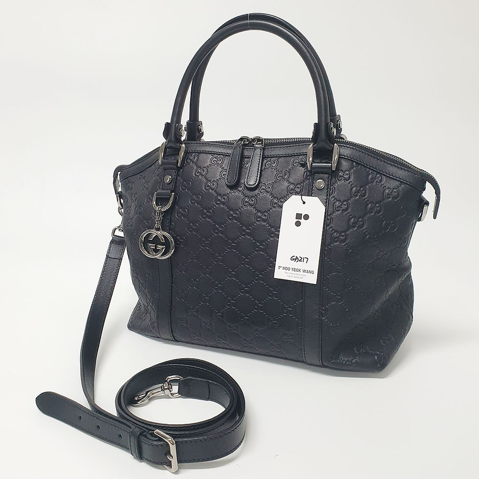 Thumbnail: GUCCI Guccissima 2Way shoulder bag 341503 Black Leather GA217