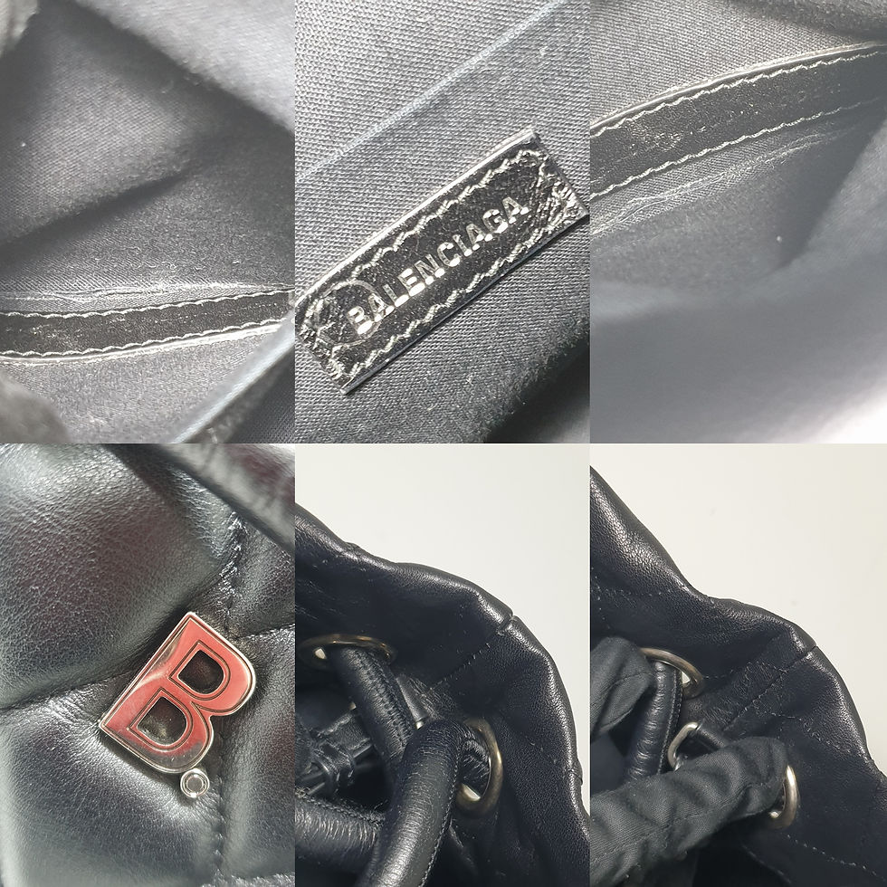Thumbnail: BALENCIAGA Touch B Bucket Bag Black Quilted Calfskin Leather BA004