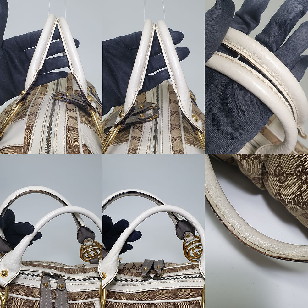 Thumbnail: Gucci GG 223953 Dark Brown Beige Cream Jacquard GA295