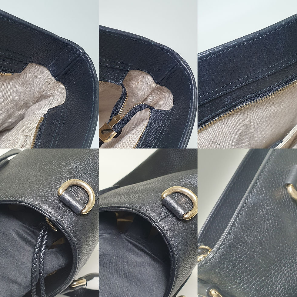 Thumbnail: Gucci Bamboo Tassel Handbag 449643 Leather Black CGA042