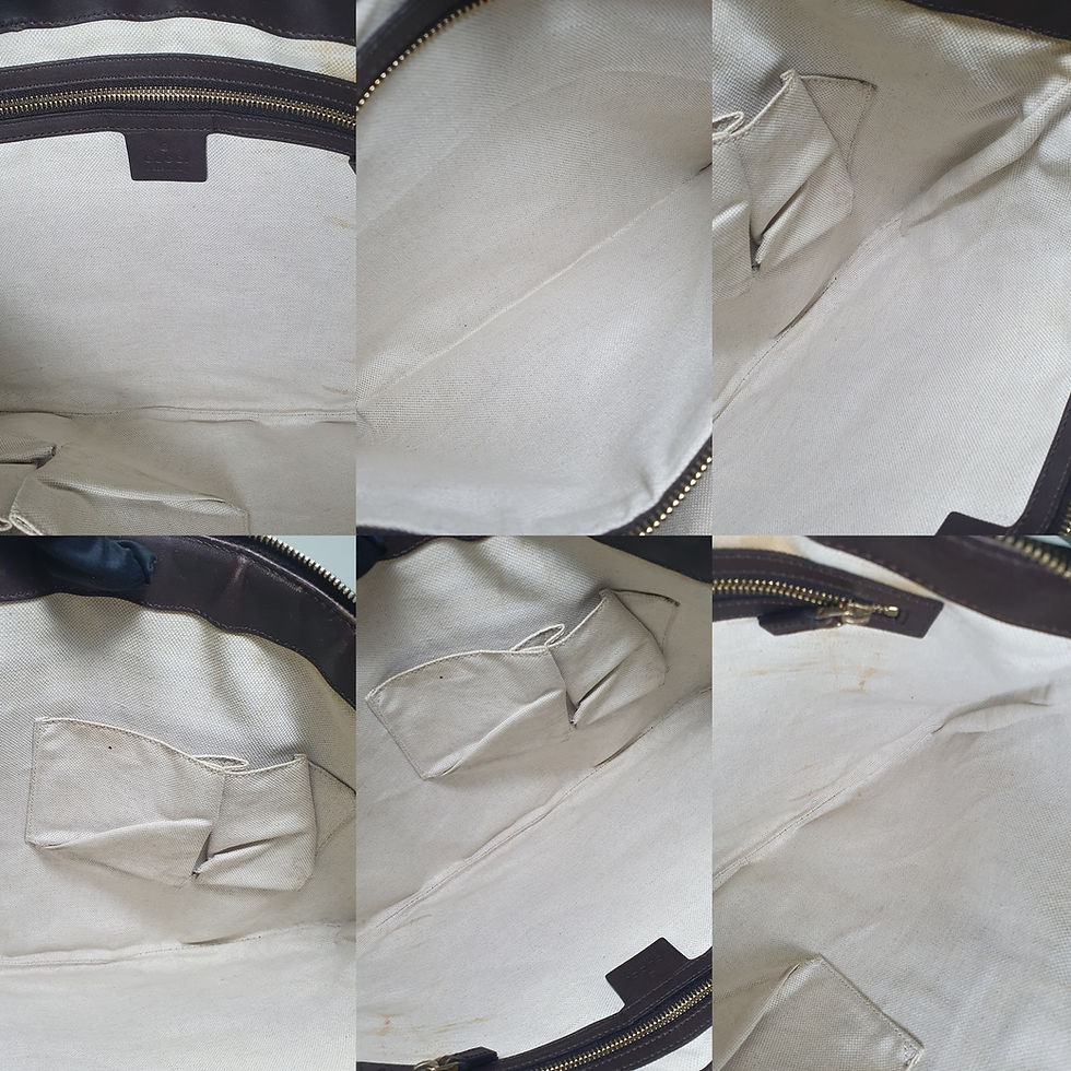 Thumbnail: GUCCI Monogram Vintage Web Medium Half Moon Hobo Brown 2457082 GA314